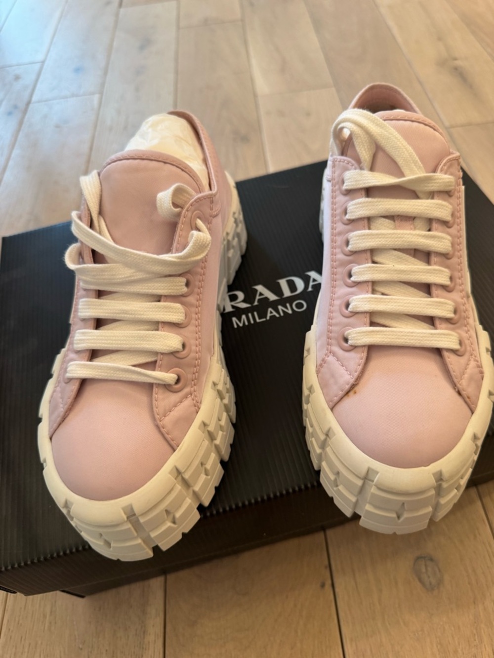 Prada Light Pink Chunky-Soled Sneakers - Picture 10 of 12